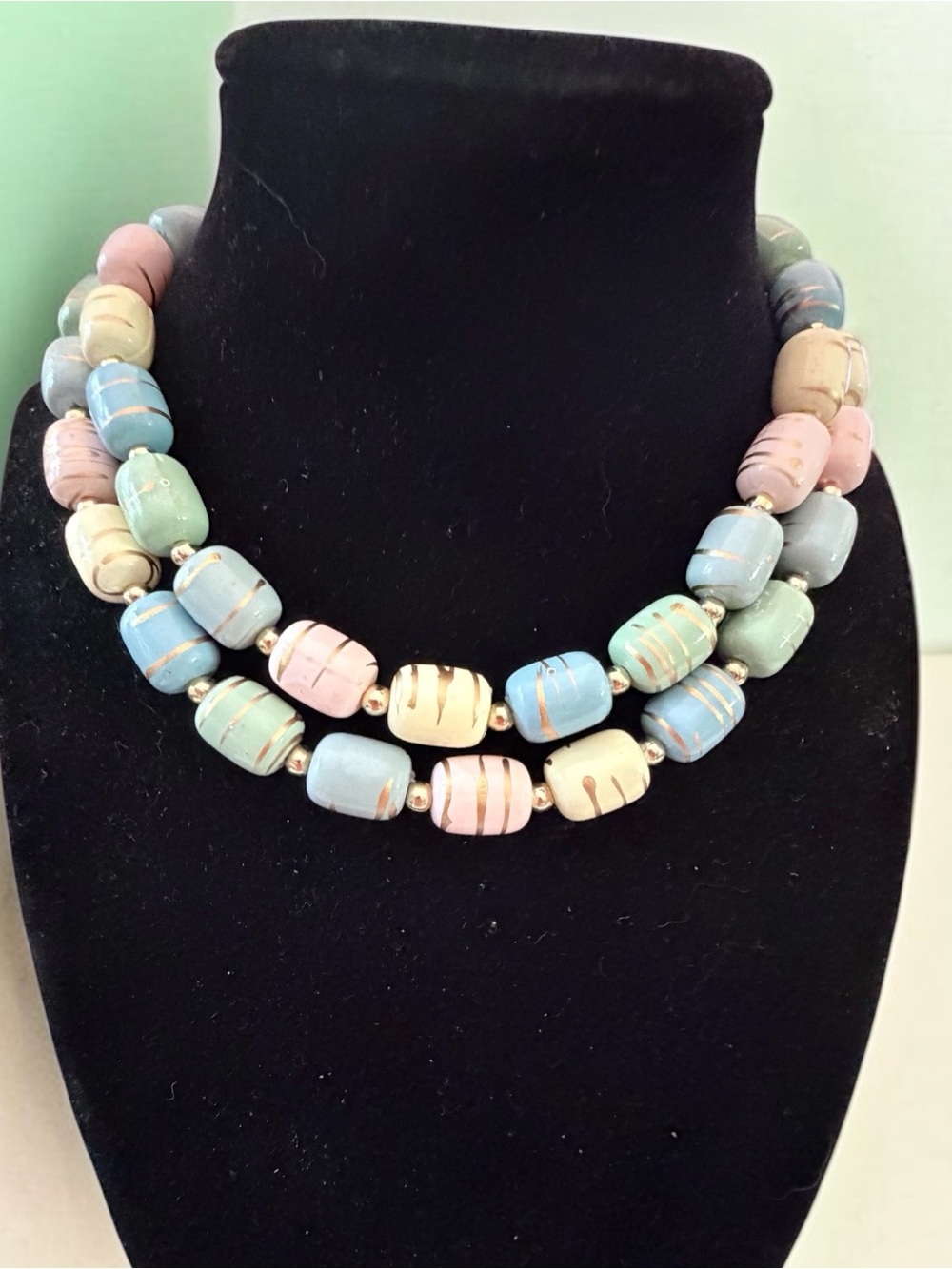 Pastel Ceramic Bead Double-Strand Necklace - Multicolor